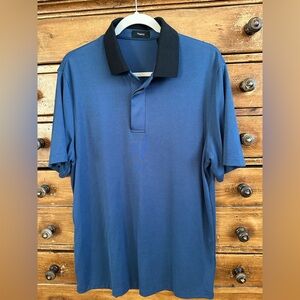 Men’s L Theory Navy Polo Shirt with Black Collar